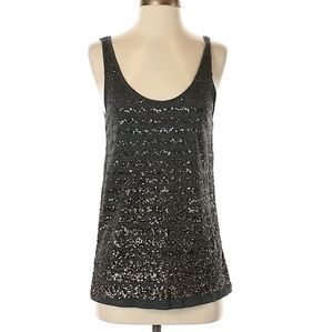 ANN TAYLOR LOFT black knit sequin top